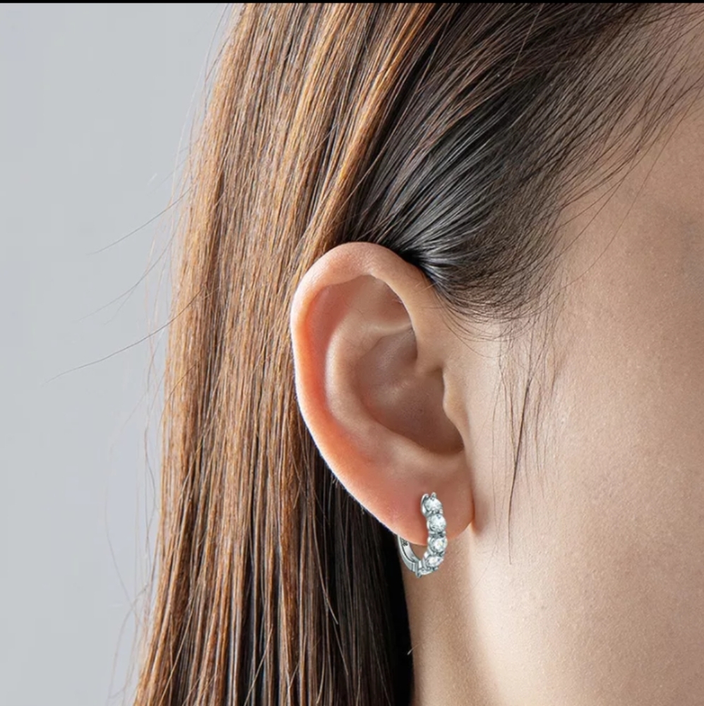 1ct. t.w. Moissanite Diamond 3mm Hoop Earrings NEW - Picture 5 of 10